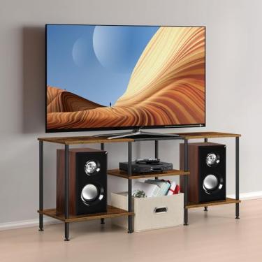 Imagem de Suporte de TV de 127 cm para quarto, centro de entretenimento de TV marrom rústico com suporte de mesa de TV de 3 níveis para sala de estar, mesa de console de TV para TV 50, 43, 40, 81.3 cm