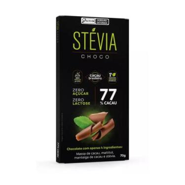 Imagem de CHOCOLATE AMARGO VEGANO 77 CACAU STEVIACHOCO 70g
