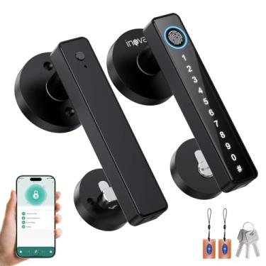 Imagem de Fechadura de Porta com Impressão Digital, Maçaneta de Porta Inteligente, Fechadura Biométrica, com Teclado de Senha, Maçaneta de Entrada sem Chave, para Quarto, Casa, Hotel, Escritório, Etc (Preto)