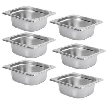 Imagem de Kit Seis Cubas Gastronomica Padrão Gn 1/6 65mm Inox sem Alça Weck