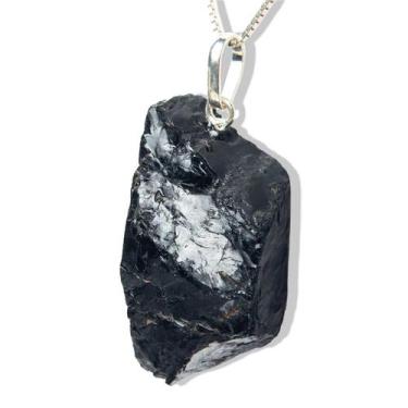 Imagem de Colar Turmalina Preta Bruto Natural Montagem Pino Prata 950 - Cristais