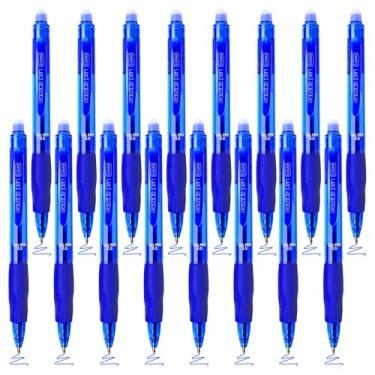 Imagem de BAYTORY 16 peças de canetas de gel apagáveis clicker, caneta retrátil de 0,5 mm de tinta preta de ponta fina, escrita confortável de usar para marcação, planejador, palavras cruzadas (azul)