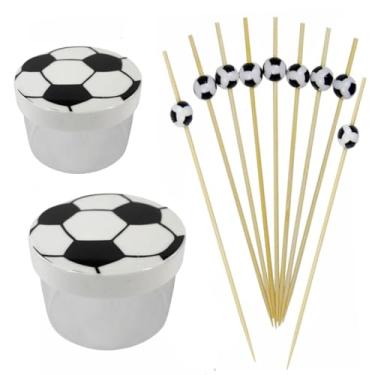 Imagem de Kit Mimo Tema Futebol: Lembrancinha Infantil Decoração de Mesa e Festa Esportiva DIY Aniversário Gincana Evento Escolar (10 Caixinhas Bola 20 Palitos Futebol)