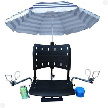 Imagem de Cadeira pvc preta para barco gira360 dobrável com acessórios - Riomar 