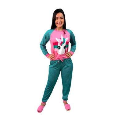 Imagem de Conjunto Pijama Adulto Feminino Longo Inverno Estampado Desenho - Nann