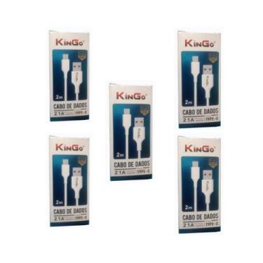Imagem de Kit 5 Cabo De Dados Usb-C Kingo Branco 2M 2.1A Galaxy S20 Fe