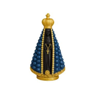 Imagem de Imagem Nossa Senhora Aparecida Perolada 10cm Gesso Lembrancinha Basílica Aparecida (1, Azul)