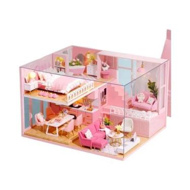 Imagem de Casa de Boneca em Miniatura de Madeira 3D - DIY com Luzes LED - Aparta