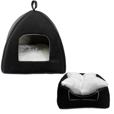 Imagem de Casinha Iglu Cama Tenda Toca Tecido Para Pet Cachorro Cabana Caminha Para Cachorros e Gatos Lavavel(Preta)