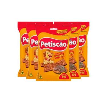 Imagem de Kit 5 Bifinho Mastigável Petiscão Sabor Carne 60g