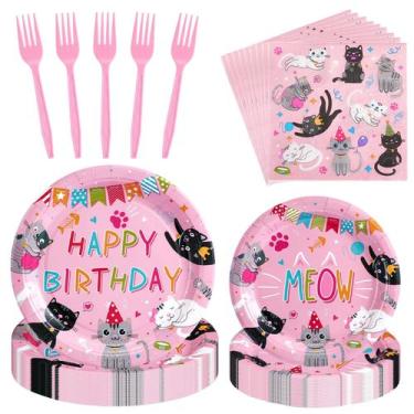 Imagem de Suprimentos de festa SiliFine Cat Birthday 122 unidades para 24 convid
