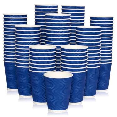 Imagem de Copos de café de papel JollyPack 12 onças, pacote 120, Blue Ripple Wal