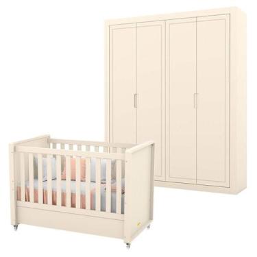 Imagem de Berço Americano e Guarda Roupa Tutto New 4 Portas Off White - Matic - 