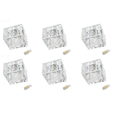 Imagem de 6 Spot Cristal de Embutir Banheiro Sala AC974 + Led Branco Quente 3W -