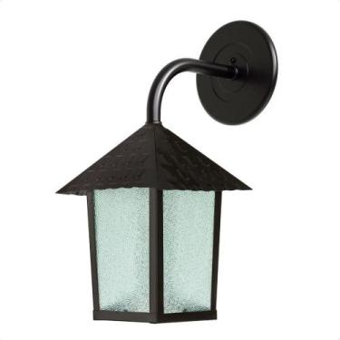 Imagem de Kit 2 Arandela Colonial Quadrada Vidro Pontilhado E27 Bivolt Preto - B