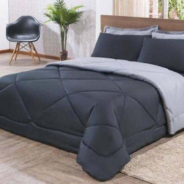 Imagem de Kit Edredom + Jogo De Lençol Aconchego Look House Dupla Face Casal Que