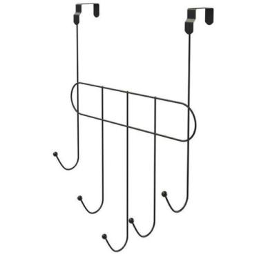 Imagem de Cabide Multiuso De Porta 5 Ganchos - Stolf Preto