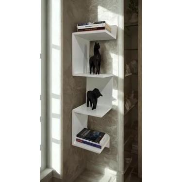 Imagem de Prateleira de Canto para Livros e Decoração 3 Nichos MDF 15mm Branca -