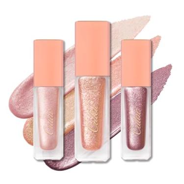 Imagem de Oulac Sombra líquida com glitter, sombra líquida, delineador líquido, não pegajoso, cobertura única com fórmula resistente a vincos de secagem rápida, conjunto 1