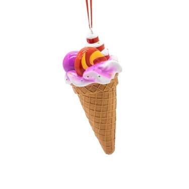 Imagem de Esquirla Enfeite de casquinha de sorvete, pingente de Natal, acessório para fotos, decoração de sobremesa colecionável para ambientes internos, externos, Roxo