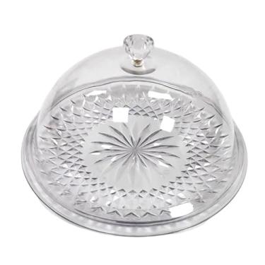Imagem de predolo Prato para bolo, prato de frutas, redondo, transparente, à prova de poeira, suporte para bolo com tampa para aperitivo, comida cozida, lanche, Sem Suporte