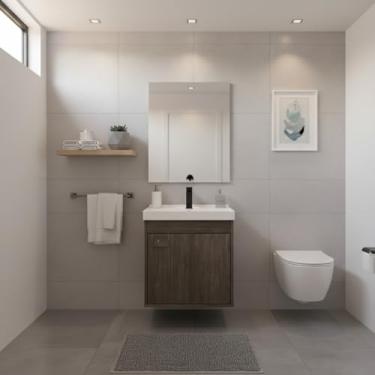 Imagem de Gabinete Armário para Banheiro 40cm MDF com Cuba - Cremona Munique