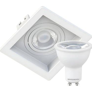 Imagem de 2X Spot De Embutir Mr16 Dicroica Quadrado Recuado + Led