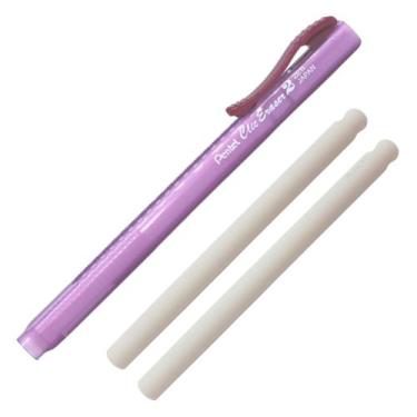 Imagem de Kit Caneta Borracha PENTEL Clic Eraser Transparente + 2 Refil, Bordô