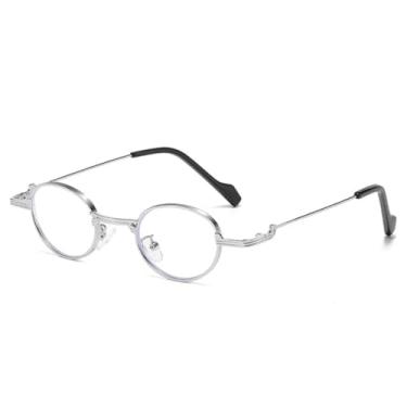 Imagem de Óculos de sol retrô exclusivos com armação de metal oval feminino, moderno, transparente, lentes oceânicas, UV400, masculino, tendência punk (prateado e transparente)