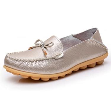 Imagem de VenusCelia MyFavour Mocassim feminino para caminhada, Dourado, 6