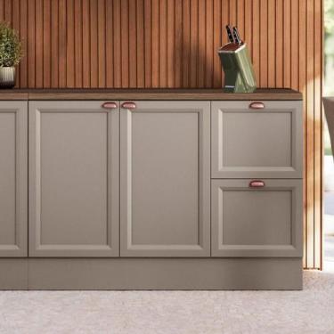 Imagem de Balcão 120cm 2 Portas 2 Gavetas com Tampo Unna - Poliman Móveis