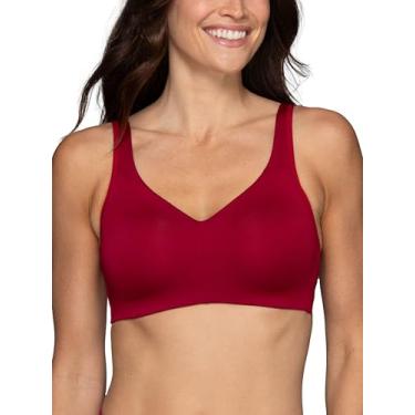 Imagem de Vanity Fair Sutiã feminino sem fio Beyond Comfort, alças conversíveis e ajuste flexível, tamanho simples disponível P-3GG, Bojos respiráveis - Legacy Red, P