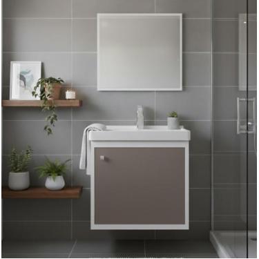 Imagem de Kit Armário para Banheiro 40cm MDF com Cuba Espelheira VENETO - RIVERZ