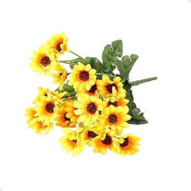 Imagem de Buquê de Mini Girassol c/ 22 Flores Artificial Para Arranjo e Artesanato Flor Permanente