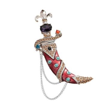 Imagem de WCRAZYE Broche de espada de strass para homens e mulheres personalizado vintage cristal cobra dupla Katana faca broche de lapela marido namorado para presentes de aniversário de Halloween, Extra Large