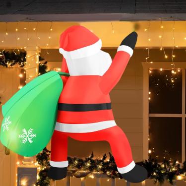 Imagem de Papai Noel, Papai Noel Grande 1,2 Metro,Inflavel de Natal,InfláVel Natal, Con Luz Led Integrad（Decoração para Parede/Janela, Não Compatível com Exposição em Posição Ereta.）