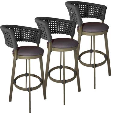 Imagem de 3 Banqueta Corda Náutica em Alumínio Balcão Jardim, Edícula Balcão, Edícula, Cozinha Trama