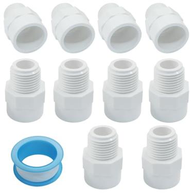 Imagem de PHITUODA 10 peças de encaixes de acoplamento de PVC, conector adaptador de rosca macho branco, acoplamento rosqueado de rosca fêmea de 1/2 polegada para tubulação de PVC Schedule 40/encanadores