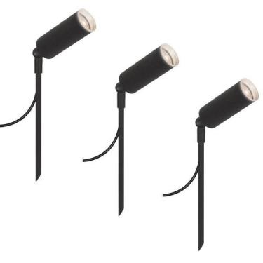Imagem de Kit 3 Espetos Luminária Chão Jardim Escada Móvel Preto 30Cm - Single L