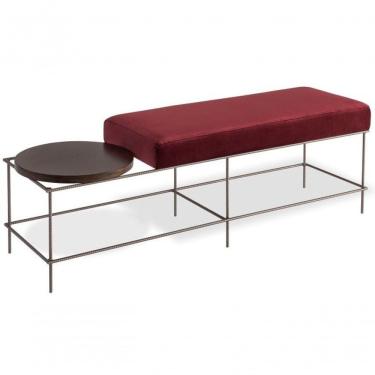 Imagem de Banco Estofado Vermelho Base Metal Cinza Metalizado 1,40x0,40mt Londres