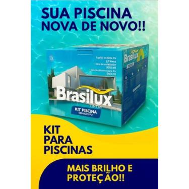 Imagem de Kit Tinta Para Piscina PU Acrílico 2,7L Brasilux, Azul
