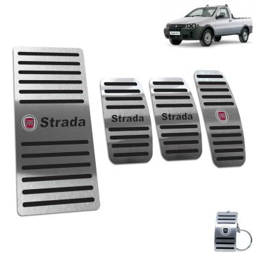 Imagem de Descanso de Pé Pedaleira Fiat Strada 2000 A 2008 Inox Preto