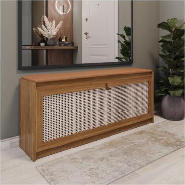 Imagem de Banco Sapateira 130m Plenitude Madeira Acento Almofadado material sint