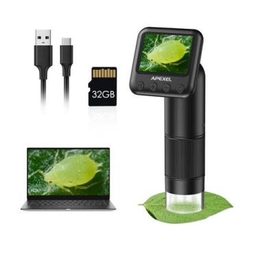 Imagem de Microscópio digital APEXEL portátil 800X com tela LCD de 2