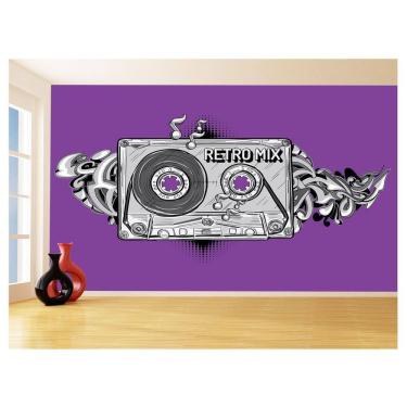 Imagem de Papel De Parede 3D Musica Fita Retrô Mix Tape 3,5M Mus32