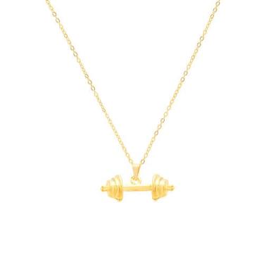 Imagem de Colar Corrente E Pingente Halter Academia Folheado A Ouro18k - Milena 