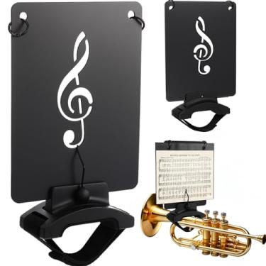 Imagem de Feifeiya Conjunto de 3 liras para trompete com pasta de partitura, faixa de marcha ajustável para trompete para banda de marcha de volta às aulas acessórios de instrumentos musicais