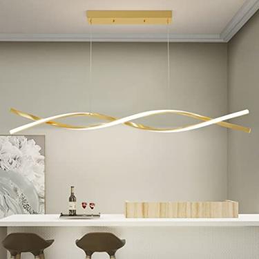 Imagem de Luzes de ilha de cozinha douradas de 100 cm, luz pendente LED Wave com controle remoto (sem pilhas) 10%-100% regulável 3000K/4500K/6000K Luz de onda dourada Lustre de iluminação de luxo mode