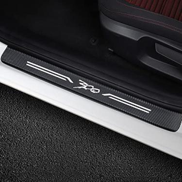 Imagem de WOigQing 4 peças 300 adesivos decalque de couro de fibra de carbono para decoração de peitoril da porta do carro placa de raspagem para Chrysler 300/C/300S 2005-2021 (branco)