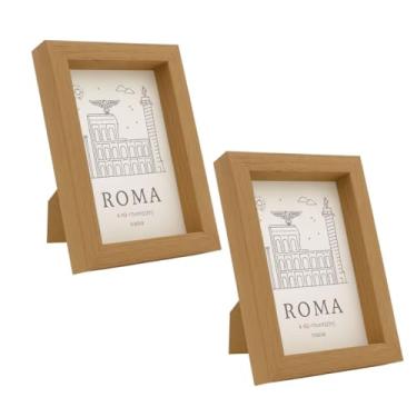 Imagem de Kit 2 Porta Retratos 10x15 cm PP Madeira MDF Decoração Sala